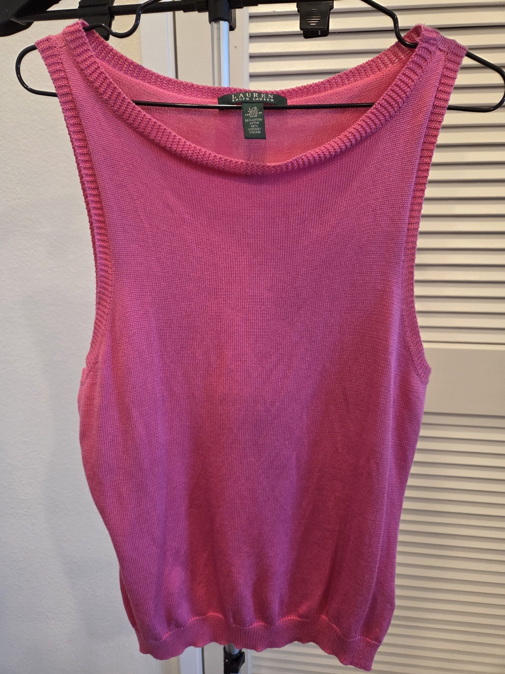 Lauren Ralph Lauren Pink Knit Tank Top Sleeveless Sweater Size Large